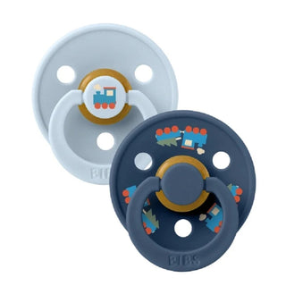 Биберони BIBS COLOUR Holiday Train Baby Blue/Steel Blue, 2 бр.
