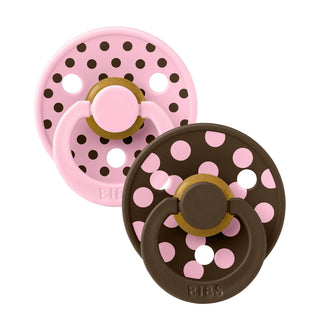Биберони BIBS COLOUR, Polka Baby Pink/Mocha, 2 бр.