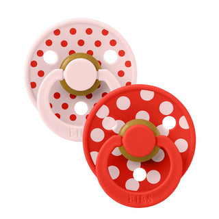 Биберони BIBS COLOUR, Polka Blossom/Candy Apple, 2 бр.
