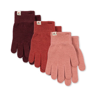 Konges Slojd Комплект от 3 чифта детски ръкавици FILLA, rose mix