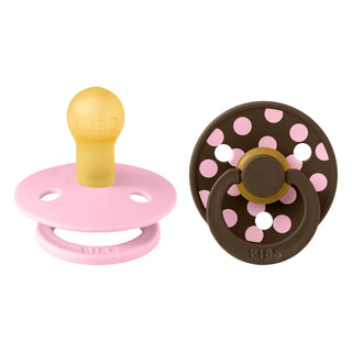 Биберони BIBS COLOUR, Polka Baby Pink/Mocha, 2 бр.