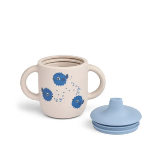 LIEWOOD Силиконова чаша за пиене NEIL Pufferfish / Sandy, 150 мл.