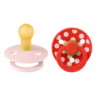 Биберони BIBS COLOUR, Polka Blossom/Candy Apple, 2 бр.