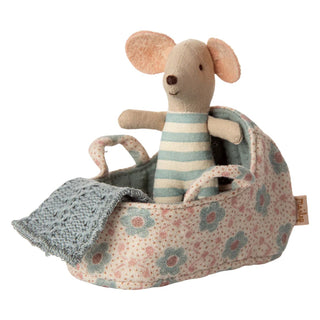 Maileg Кош за носене, Baby mouse -Blue