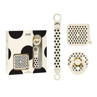 BIBS Подаръчен Сет Polka - 6-18 месеца, Ivory/Black
