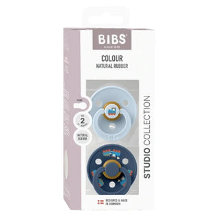 Биберони BIBS COLOUR Holiday Train Baby Blue/Steel Blue, 2 бр.
