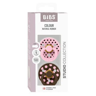 Биберони BIBS COLOUR, Polka Baby Pink/Mocha, 2 бр.