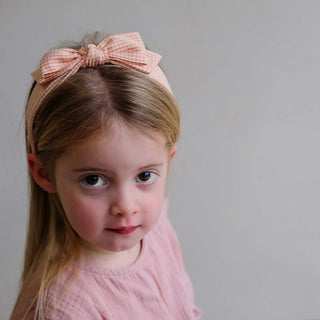 Диадема Peach gingham edie bow