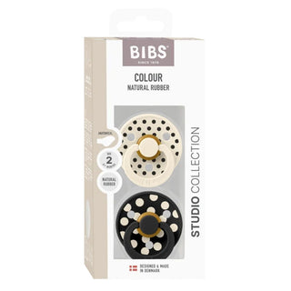 Биберони BIBS COLOUR, Анатомични Polka Ivory/ Black, 2 бр.