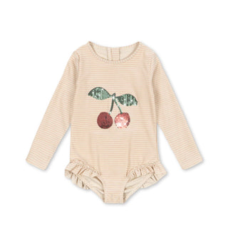 Konges Slojd Детски цял бански с дълъг ръкав JADE, rose stripe