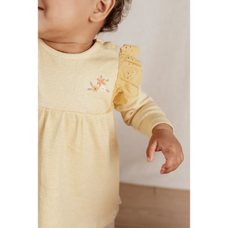 Бебешка Карирана Рокля с Дълъг Ръкав Warm Yellow