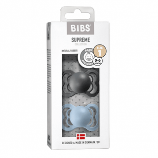 Биберони BIBS Supreme Iron & Baby Blue, 2 бр.