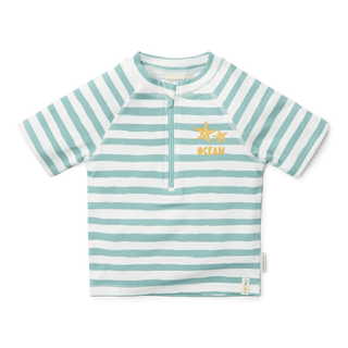 Детски Бански, Тениска с Къс Ръкав Stripes Surf Blue