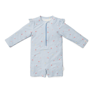 Детски Цял Бански Костюм с Дълъг Ръкав Sunny Flowers Blue