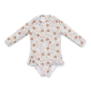 Детски Цял Бански Костюм с Дълъг Ръкав Vintage Little Flowers
