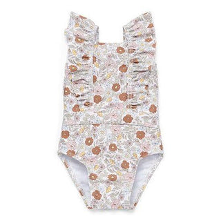 Детски Цял Бански Костюм с Къдрички Vintage Little Flowers