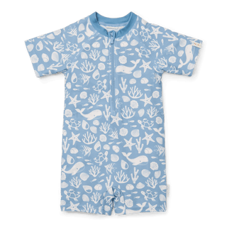 Детски Цял Бански Костюм с Къс Ръкав Sea Life Ocean Blue