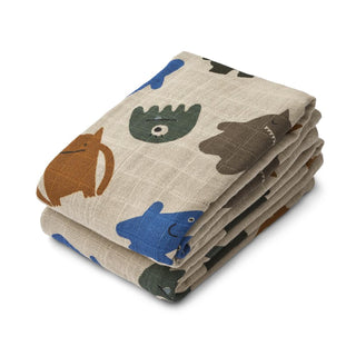 LIEWOOD Комплект Муселинови Пелени Monsters blue mix