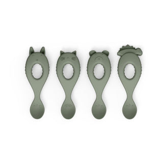 LIEWOOD Комплект Силиконови Лъжици LIVA Faune green, 4 бр.