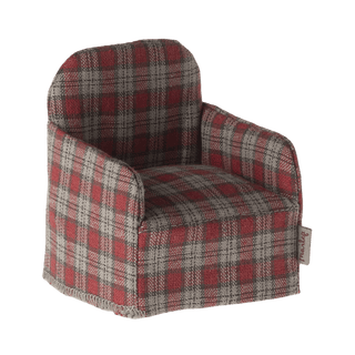 Maileg Armchair, Mouse - Red checker