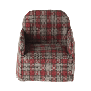Maileg Armchair, Mouse - Red checker