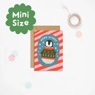 Mifkins Мини коледна картичка Candy Cane Penguin