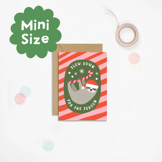 Mifkins Мини коледна картичка Candy Cane Sloth