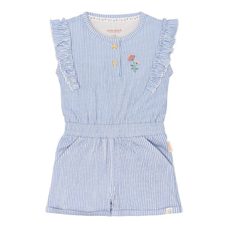 Детски Къс Гащеризон с Къдрички Denim Blue Stripe