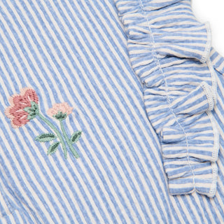 Детски Къс Гащеризон с Къдрички Denim Blue Stripe