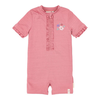 Детски Цял Бански Костюм с Къс Ръкав Dreamy Pink Sparkle
