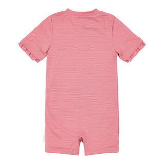 Детски Цял Бански Костюм с Къс Ръкав Dreamy Pink Sparkle