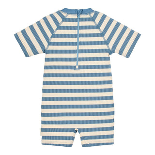 Детски Цял Бански Костюм с Къс Ръкав Ocean Blue Stripes