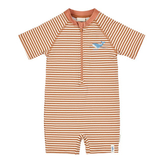 Детски Цял Бански Костюм с Къс Ръкав Ocean Brown Stripes