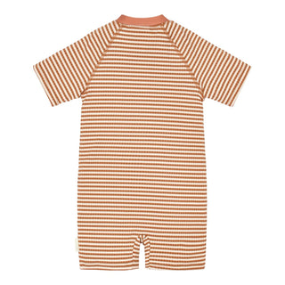 Детски Цял Бански Костюм с Къс Ръкав Ocean Brown Stripes