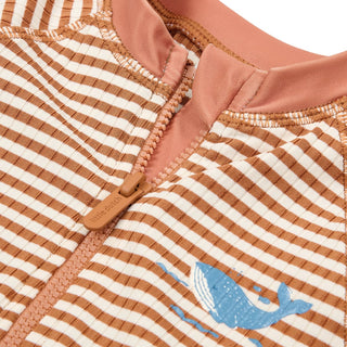 Детски Цял Бански Костюм с Къс Ръкав Ocean Brown Stripes