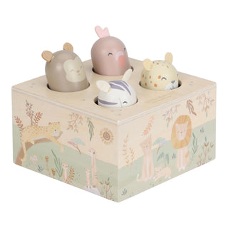 Little Dutch Дървена бебешка играчка Pop-Up, Safari Friends