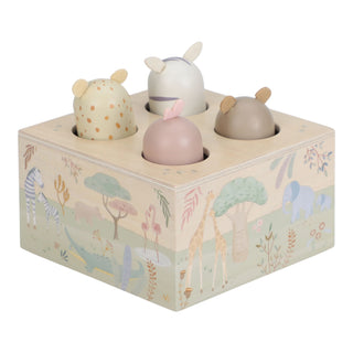 Little Dutch Дървена бебешка играчка Pop-Up, Safari Friends